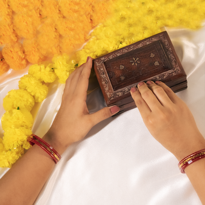 916 Swastik Gold Pola Bangles - Red (Double Gold Strip))