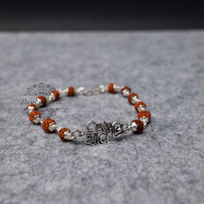 Silver Rudraksha Rakhi with Shiva Motif - Top View