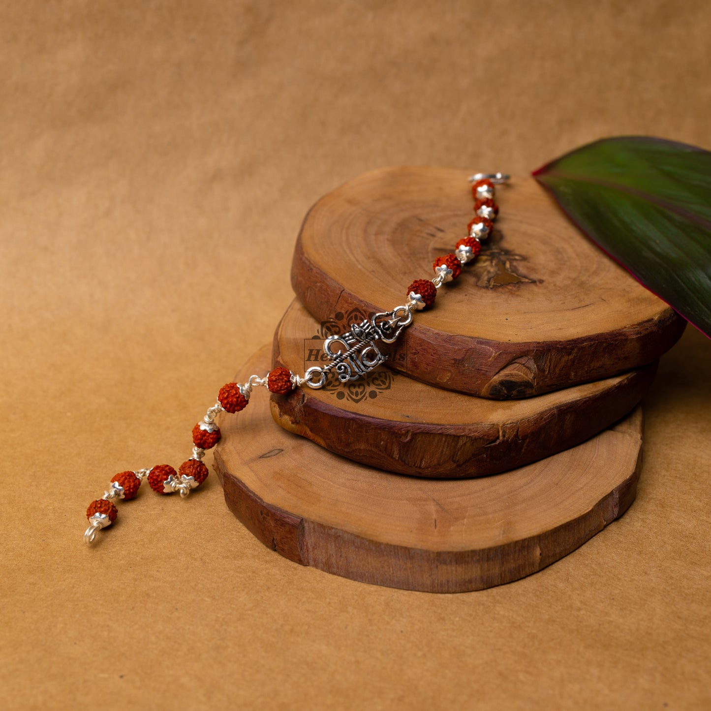 View showing Silver Rudraksha Rakhi with Shiva Motif