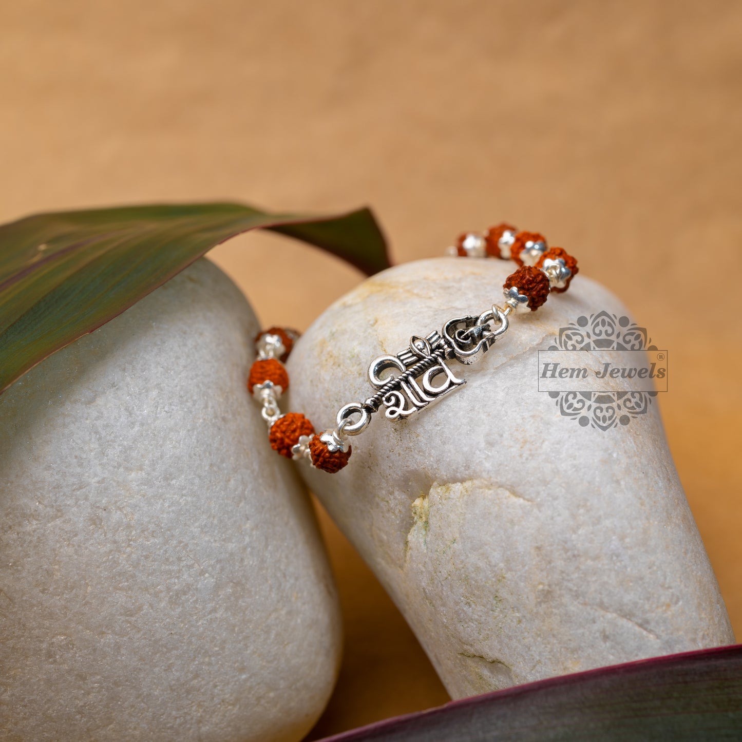 Silver Rudraksha Rakhi with Shiva Motif - Motif Close Up