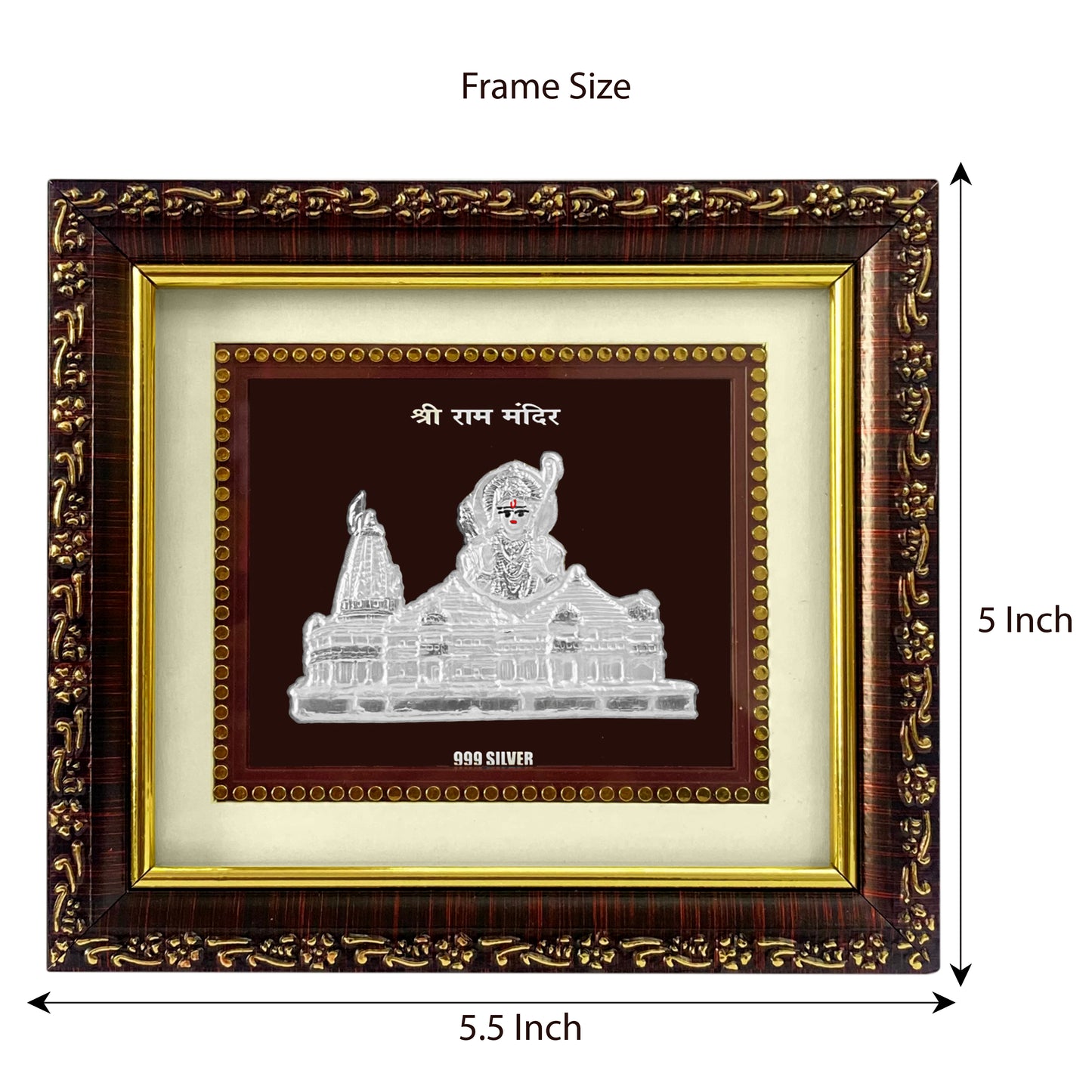 Hem Jewels 999 Pure Silver Frame for gift and home decor- Ayodhya Ram Mandir (5 x 5.5 Inch). Gift for marriage, housewarming and wedding