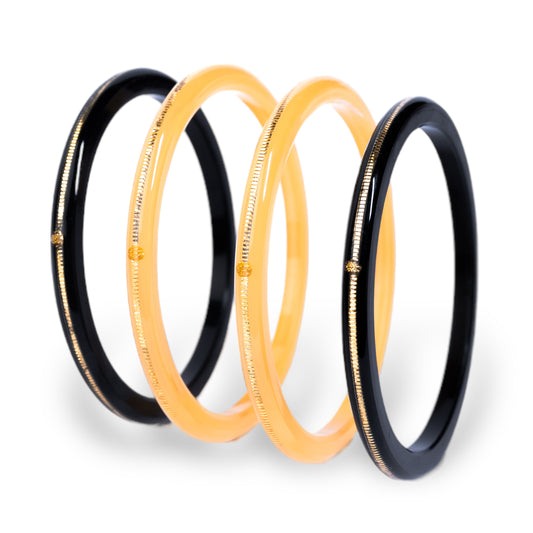 "Front view of Handmade 22kt (916) Yellow Gold Pola Bangles"